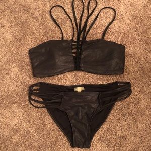 Pilyq Black Strappy Bikini Large